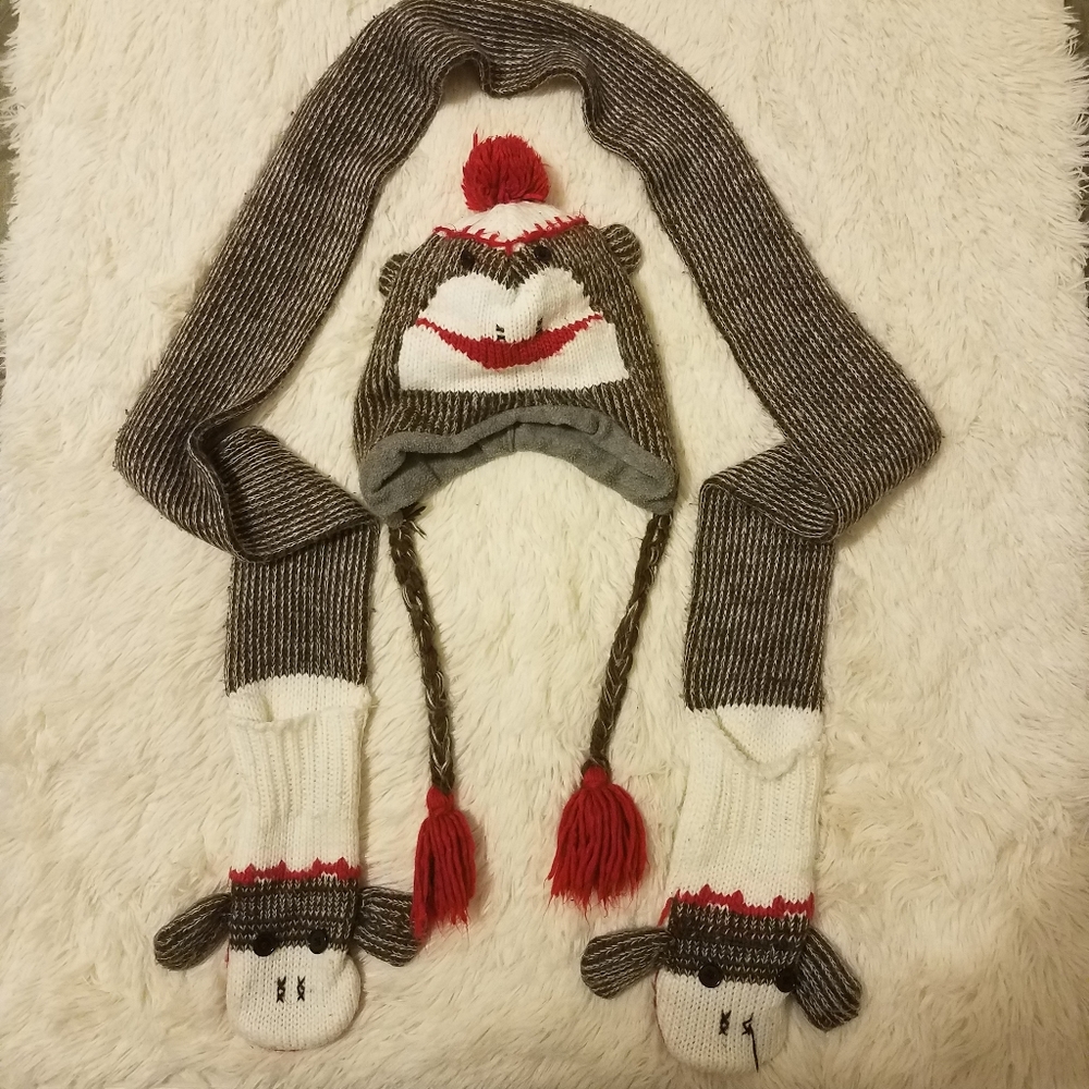 Sock Monkey Hat & Scarf